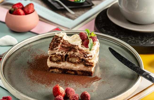 Tiramisu on a plate